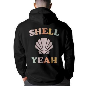 Vintage Retro Shell Yeah Beach Tropical Vacation Gifts Vacation Funny Gifts Back Print Hoodie | Mazezy