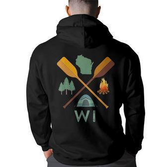 Wisconsin Camping Canoeing And Hiking Nature Back Print Hoodie | Mazezy