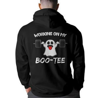 Working On My Boo Ghost Workout Gym Halloween Hoodie Back Print | Mazezy UK