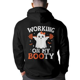 Working On My Booty Halloween Ghost Gym Workout Hoodie Back Print - Seseable