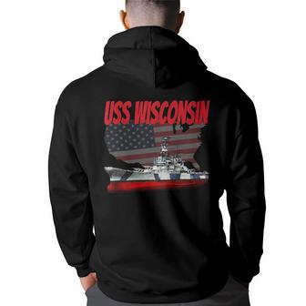 Ww2&Cold War Veteran Battleship Uss Wisconsin Bb-64 Boy Kids Back Print Hoodie - Thegiftio UK