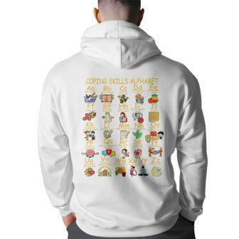 Abc Alphabet Mental Health Awareness Counselor Coping Skills Back Print Hoodie | Mazezy
