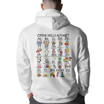 Abc Coping Skills Alphabet Mental Health Awareness Counselor Back Print Hoodie | Mazezy
