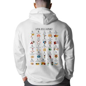 Alphabet Mental Health Awareness Counselor Coping Skills Back Print Hoodie | Mazezy