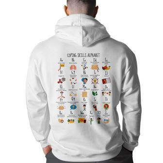 Coping Skills Alphabet Mental Health Matters Positive Mind Back Print Hoodie | Mazezy