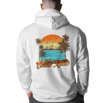 Costa Rica Beach Summer Vacation Palm Trees Sunset Costa Rica Funny Gifts Back Print Hoodie | Mazezy