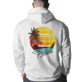 Florida Sunshine State Retro Summer Tropical Beach Florida Gifts & Merchandise Funny Gifts Back Print Hoodie | Mazezy