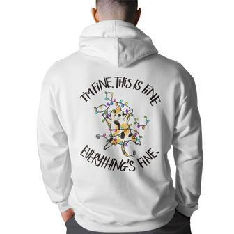 Im Fine This Fine Everything Is Fine Xmas Light Cat Lover Gifts For Cat Lover Funny Gifts Back Print Hoodie | Mazezy