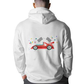 Kids Race Car 1St Birthday Fast One This Little Racer Is One Year Back Print Hoodie - Thegiftio UK