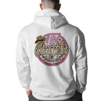 Leopard Cowgirl Hat Cowgirl Just Wanna Have Fun Western Back Print Hoodie | Mazezy