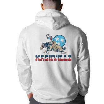Nashville Vintage Cowgirl & State Flag Tennessee Stars Retro Tennessee Funny Gifts Back Print Hoodie | Mazezy