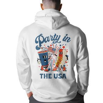 Party In The Usa 4Th Of July Themed Soda And Hotdog Back Print Hoodie - Thegiftio UK