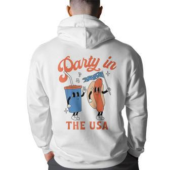 Party In The Usa Hot Dog Love Usa Funny 4Th Of July Back Print Hoodie - Thegiftio UK