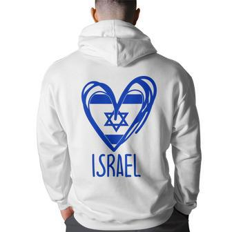 Patriotic Israel Pride Israeli Heart Flag Hoodie Back Print - Seseable