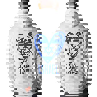Patriotic Israel Pride Israeli Heart Flag Hoodie Back Print - Seseable