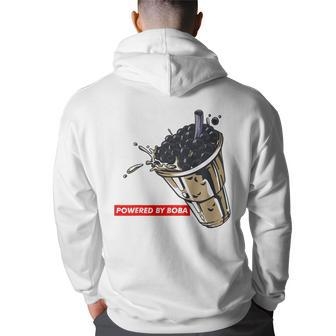 Powered By Boba Cute Milk Tea Lover Gift Back Print Hoodie | Mazezy