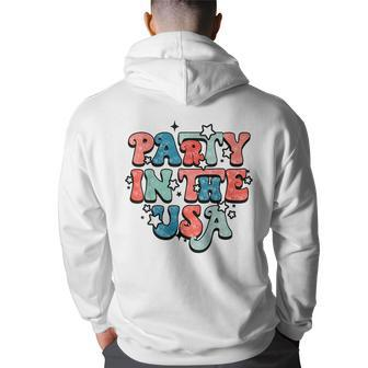 Retro Party In The Usa 4Th Of July America Fourth Of July Usa Funny Gifts Back Print Hoodie | Mazezy