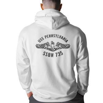 Uss Pennsylvania Ssbn 735 Submarine Badge Vintage Back Print Hoodie - Thegiftio UK
