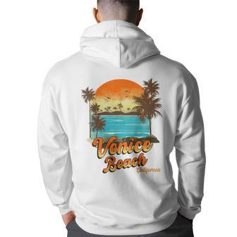 Venice Beach California Summer Vacation Palm Trees Sunset California Gifts And Merchandise Funny Gifts Back Print Hoodie | Mazezy