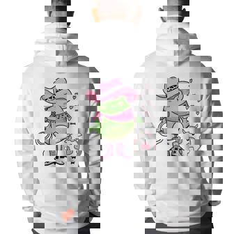 Western Cowgirl Hat Boots Cottagecore Frog Cow - Pink Gifts For Frog Lovers Funny Gifts Back Print Hoodie | Mazezy