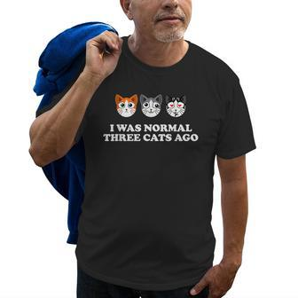 I Was Normal Three Cats Ago - Crazy Cat Lady Old Men T-shirt | Mazezy