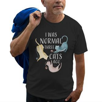 I Was Normal Three Cats Ago | Funny Cat Lover Gifts For Cat Lover Funny Gifts Old Men T-shirt | Mazezy