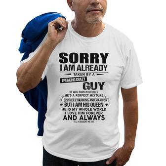 Im Taken By A Freaking Crazy Guy He Was Born In October Old Men T-shirt | Mazezy