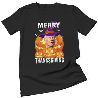 Joe Biden Confused Merry Thanksgiving For Halloween Old Women T-shirt | Mazezy UK