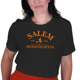 Salem Est 1626 Massachusetts Vintage Halloween Witch Old Women T-shirt | Mazezy