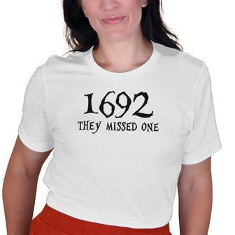 Vintage Salem 1692 They Missed One Halloween Costume Old Women T-shirt | Mazezy