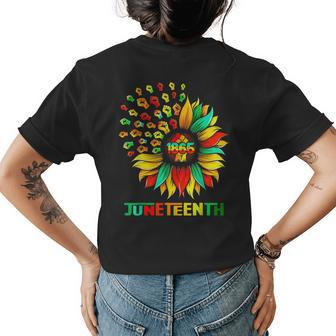 1865 Junenth Fist Sunflower Black African American Womens Back Print T-shirt | Mazezy