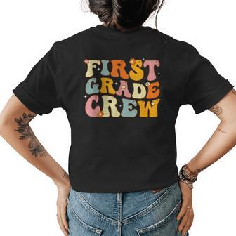 1St Grade Crew Funny Kindergarten Teacher Back To School Womens Back Print T-shirt - Monsterry