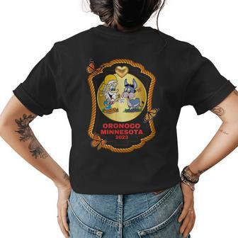 2023 Oronoco Minesota Heart Of Gold Miner Donkey Butterflies Womens Back Print T-shirt | Mazezy