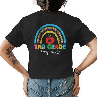 2Nd Grade Squad Back To School Rainbow Teachers Womens Back Print T-shirt | Mazezy