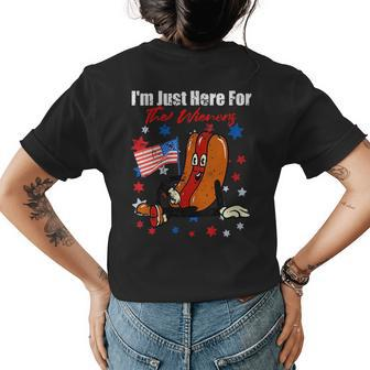 4Th Of July Hot Dog Im Just Here For The Wieners Gift For Womens Womens Back Print T-shirt | Mazezy