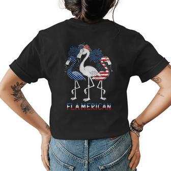 4Th Of July Us Flag Funny Patriotic Flamingo Flamerica Patriotic Funny Gifts Womens Back Print T-shirt | Mazezy
