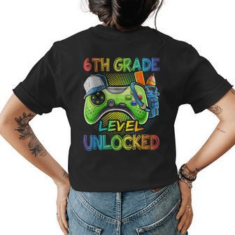6Th Grade Level Unlocked Video Game Back To School Boys Womens Back Print T-shirt - Seseable
