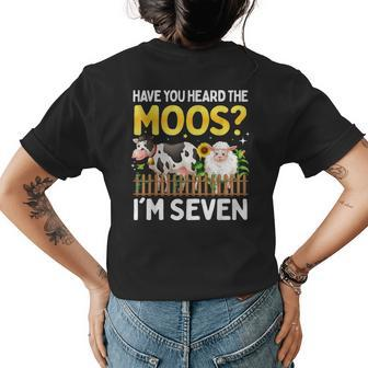7 Year Old Cow Birthday 7Th Yo Farm Animals Girl Seven Bday Womens Back Print T-shirt | Mazezy