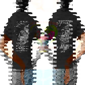 75 Years Old And Flocking Fabulous Flamingo Birthday Womens Back Print T-shirt | Mazezy