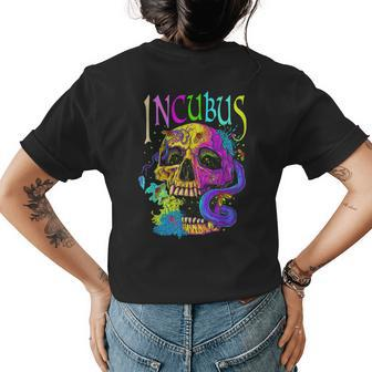 A Crow Left Skull Morning And Flower Incubus View Womens Back Print T-shirt | Mazezy