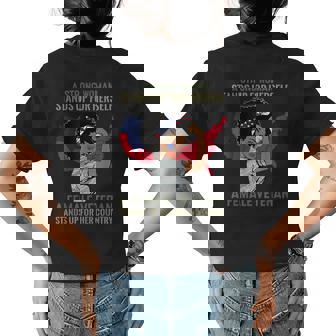 A Strong Woman Stands Up For Herself A Female Veteran Womens Back Print T-shirt | Mazezy