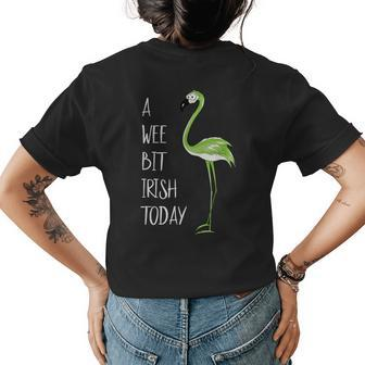 A Wee Bit Irish Today St Pattys Day Green Flamingo Womens Back Print T-shirt | Mazezy