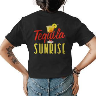 Alcohol Tequila Sunrise Cocktail Adult Holiday Gifts Womens Back Print T-shirt | Mazezy