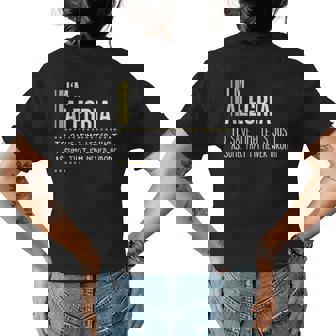 Alegria Name Gift Im Alegria Im Never Wrong Womens Back Print T-shirt | Seseable CA