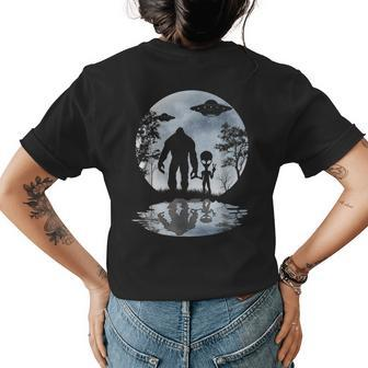 Alien Bigfoot Moon Sasquatch Ufo Extraterrestrial Men Women Womens Back Print T-shirt - Seseable