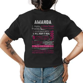 Amanda Name Gift Amanda Name Womens Back Print T-shirt - Seseable