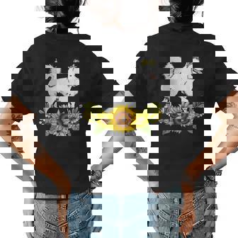 American Eskimo Sunflower Dog Lover Gifts Womens Back Print T-shirt | Mazezy