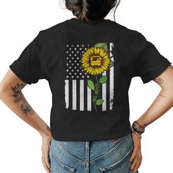 American Flag Bus Driver Sunflower Hippie Bus Driver Womens Back Print T-shirt | Mazezy