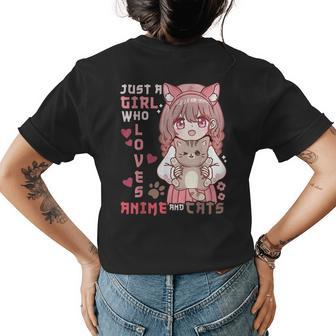 Anime Cat Girl Just A Girl Who Loves Anime And Cats Womens Back Print T-shirt - Monsterry UK