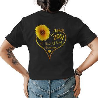 April 2001 20Th Birthday For Women Sunflower Lovers Womens Back Print T-shirt | Mazezy DE
